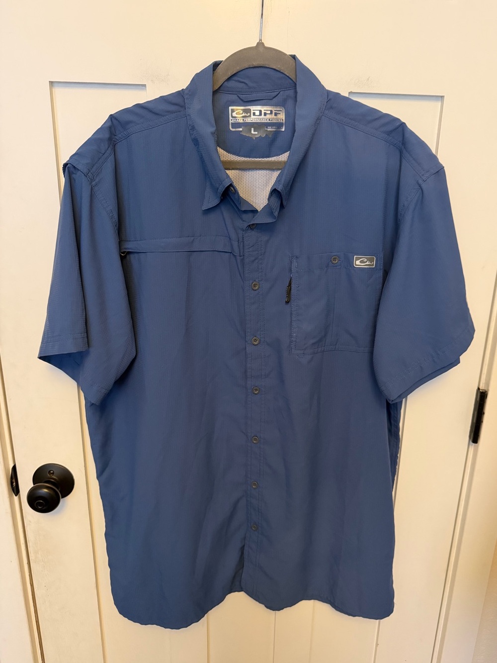 Drake Men’s Short Sleeve Button-Up Shirt — Blue
